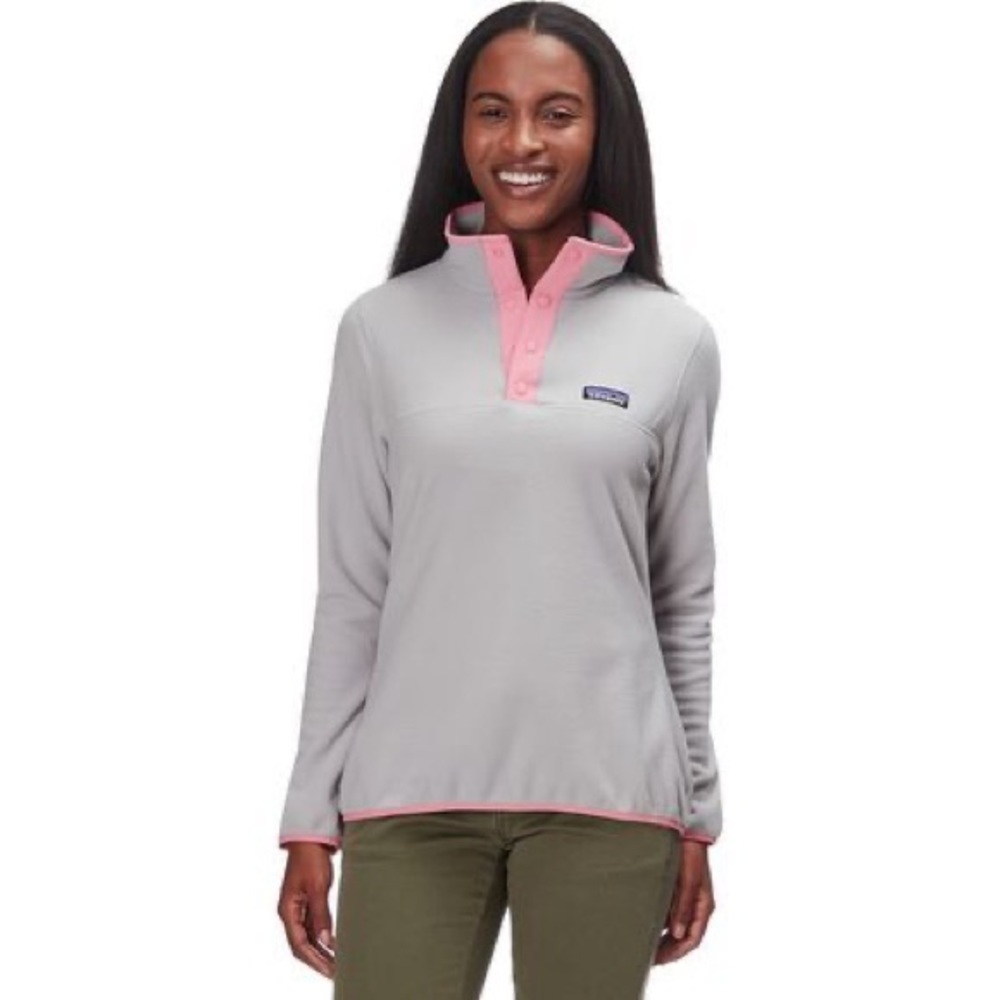 Patagonia Micro D Snap T Pullover Grey/Pink Size small